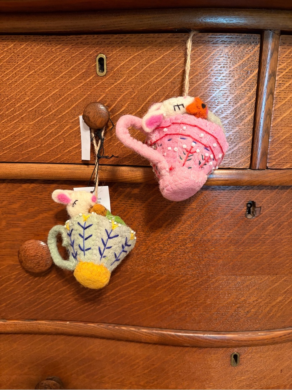 NATURAL LIFE WOOL MICE ORNAMEMTS.